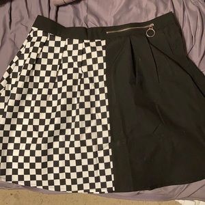 NWOT Shein Black/Check Print Skater Skirt